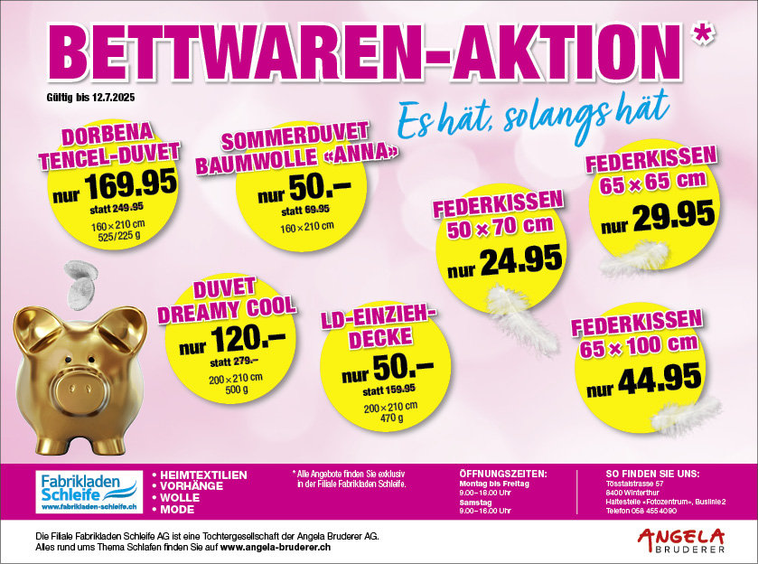 Bettwaren-Aktion